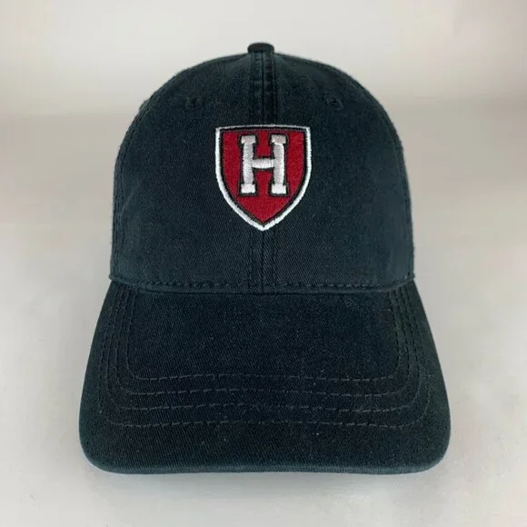 Harvard Crimson NCAA Black Quality Graphics Relaxed Fit Strapback Adjustable Hat - Picture 2 of 5